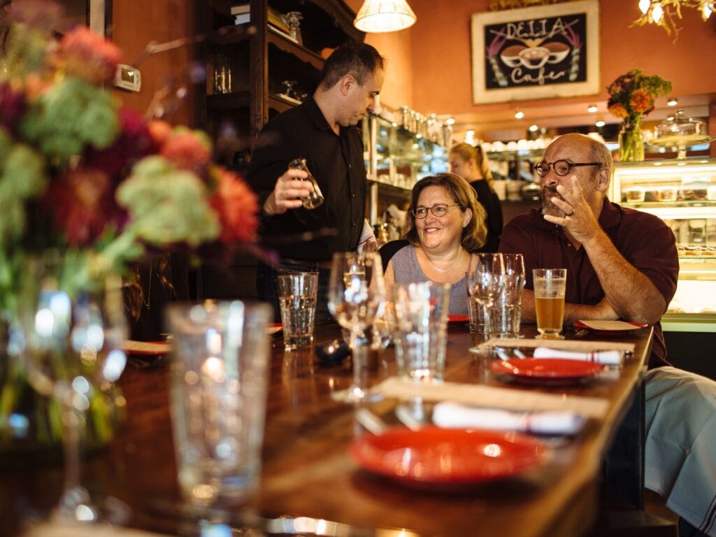 Couple dining at Della Fattoria petaluma