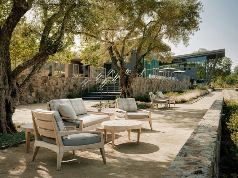 outside patio seating at hamel family wines in sonoma