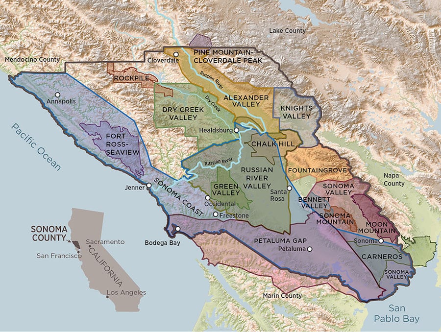 Sonoma County spans a whopping 1,545 square miles, with 425 wineries
