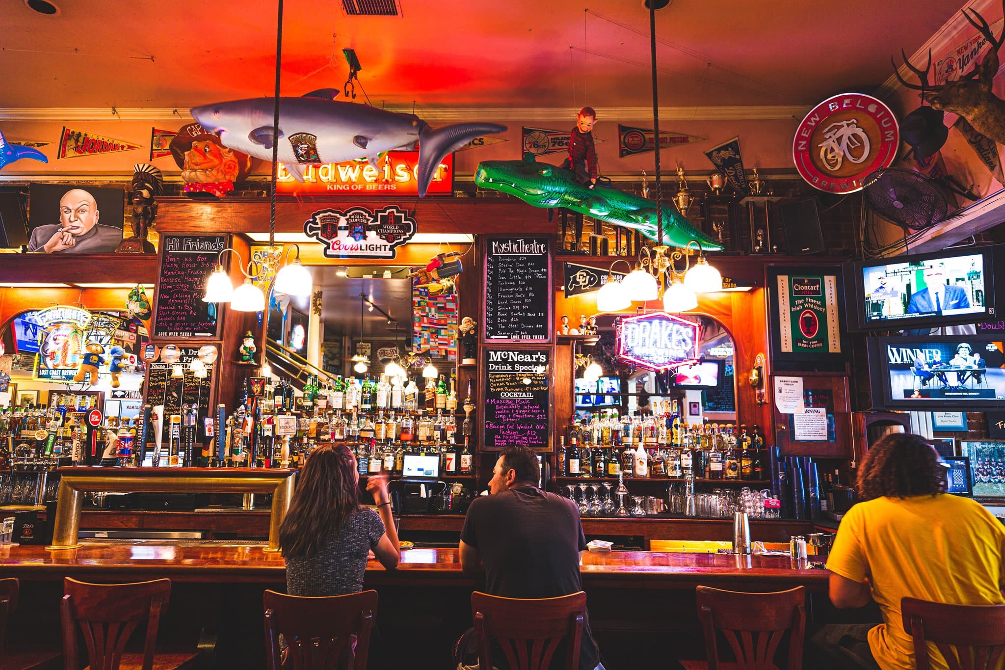 Nighttime at the bar in McNear's Saloon in Petaluma