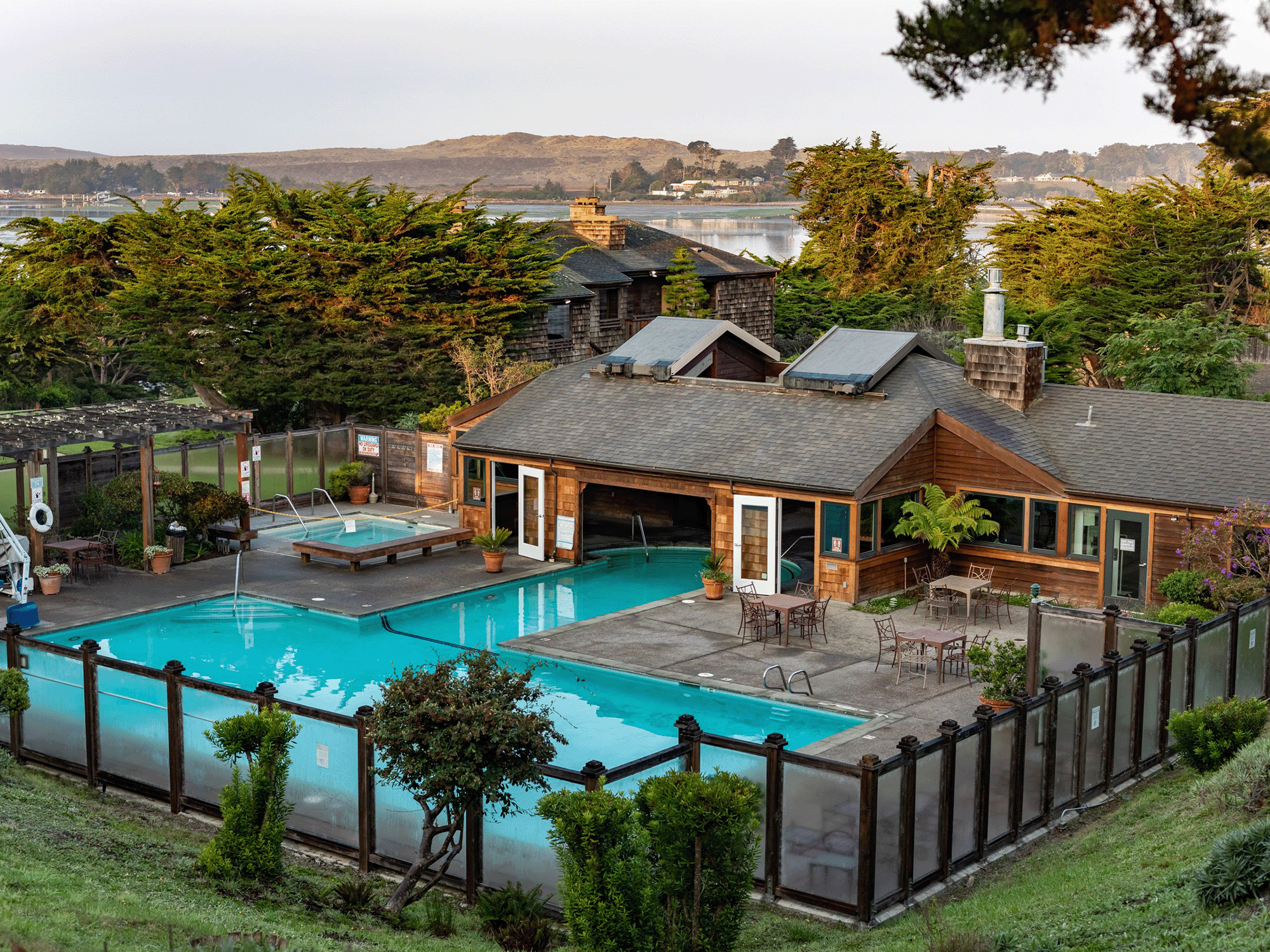 A pool from above at the inn