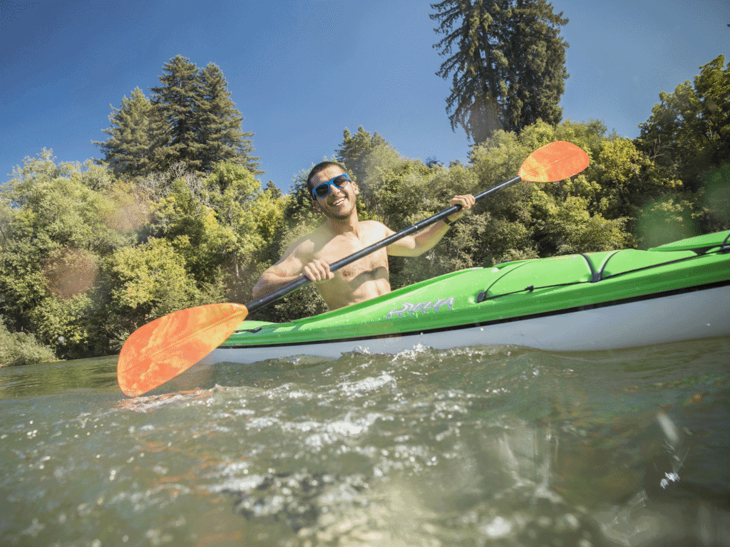 vistor kayaking the russian river in sonoma county