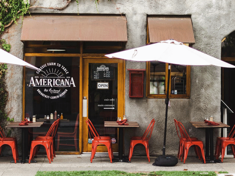 outside view of the americana cafe restaurant in santa rosa sonoma county