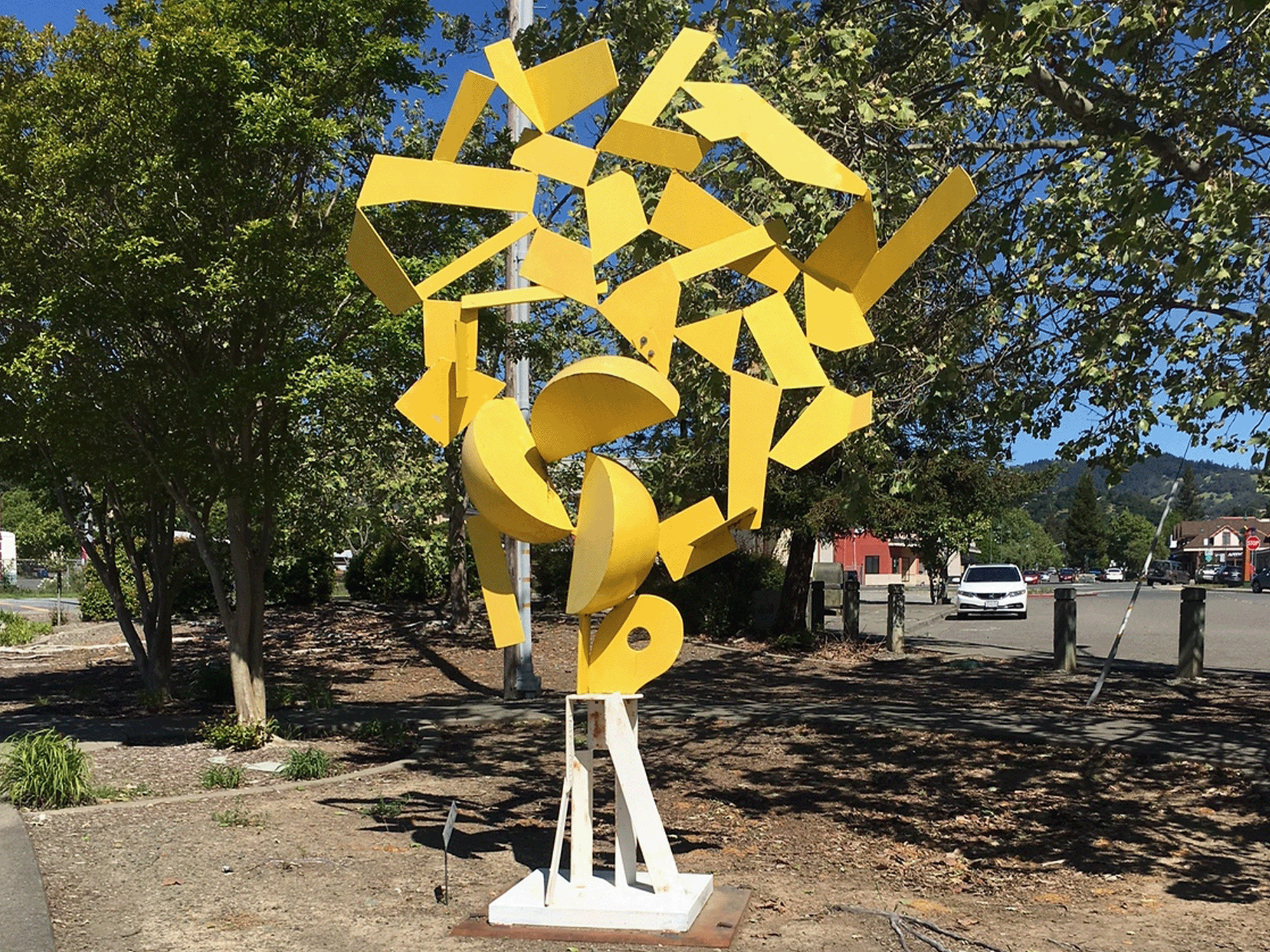 A giant, yellow sculpture