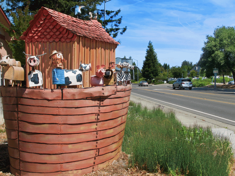 metal art sculptures on florance avenue in sebastopol sonoma county