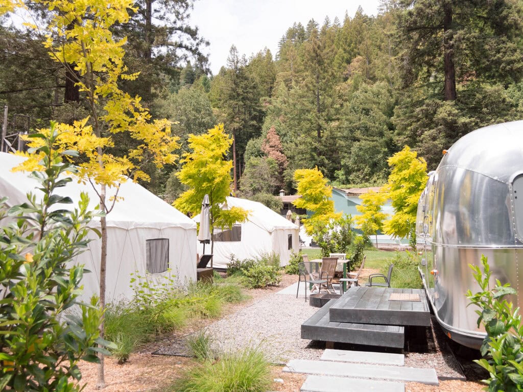 yurt and airstream lodging at autocamp in guerneville