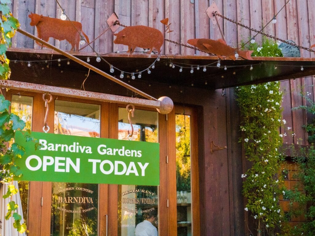 signage outside barndiva restaurant in healdsburg
