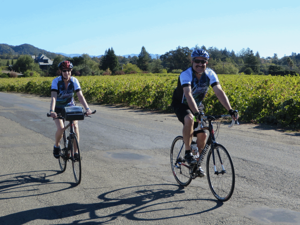 guest going on a biking tour with getaway adventures tours in sonoma county