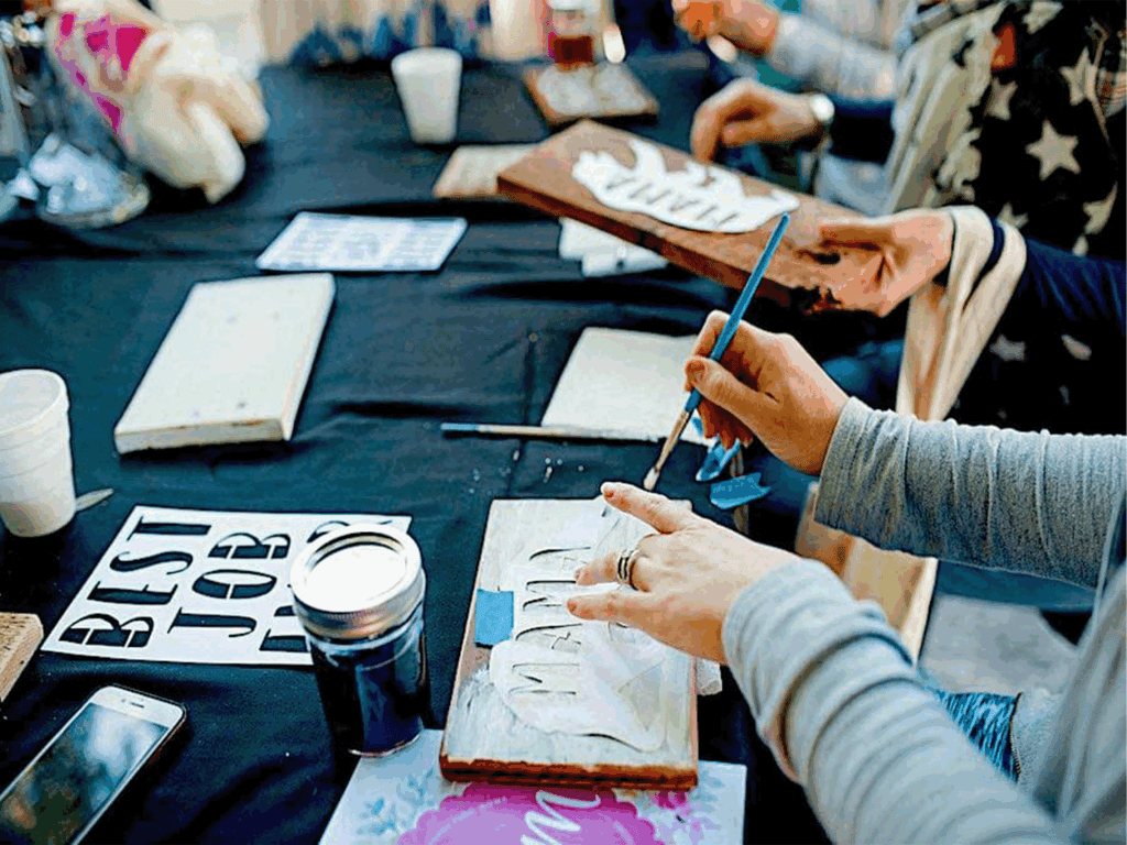 wooden signs paint workshop at boards and bottle in santa rosa