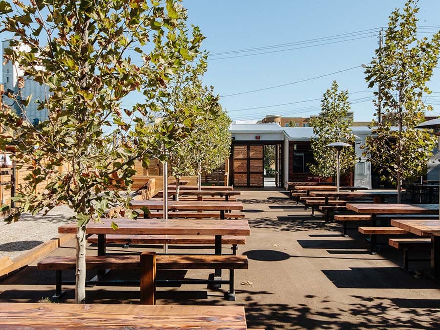 large outdoor space with tables