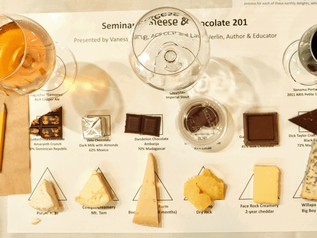 cheese, chocolate and wine tasting at artisan cheese festival in sonoma county