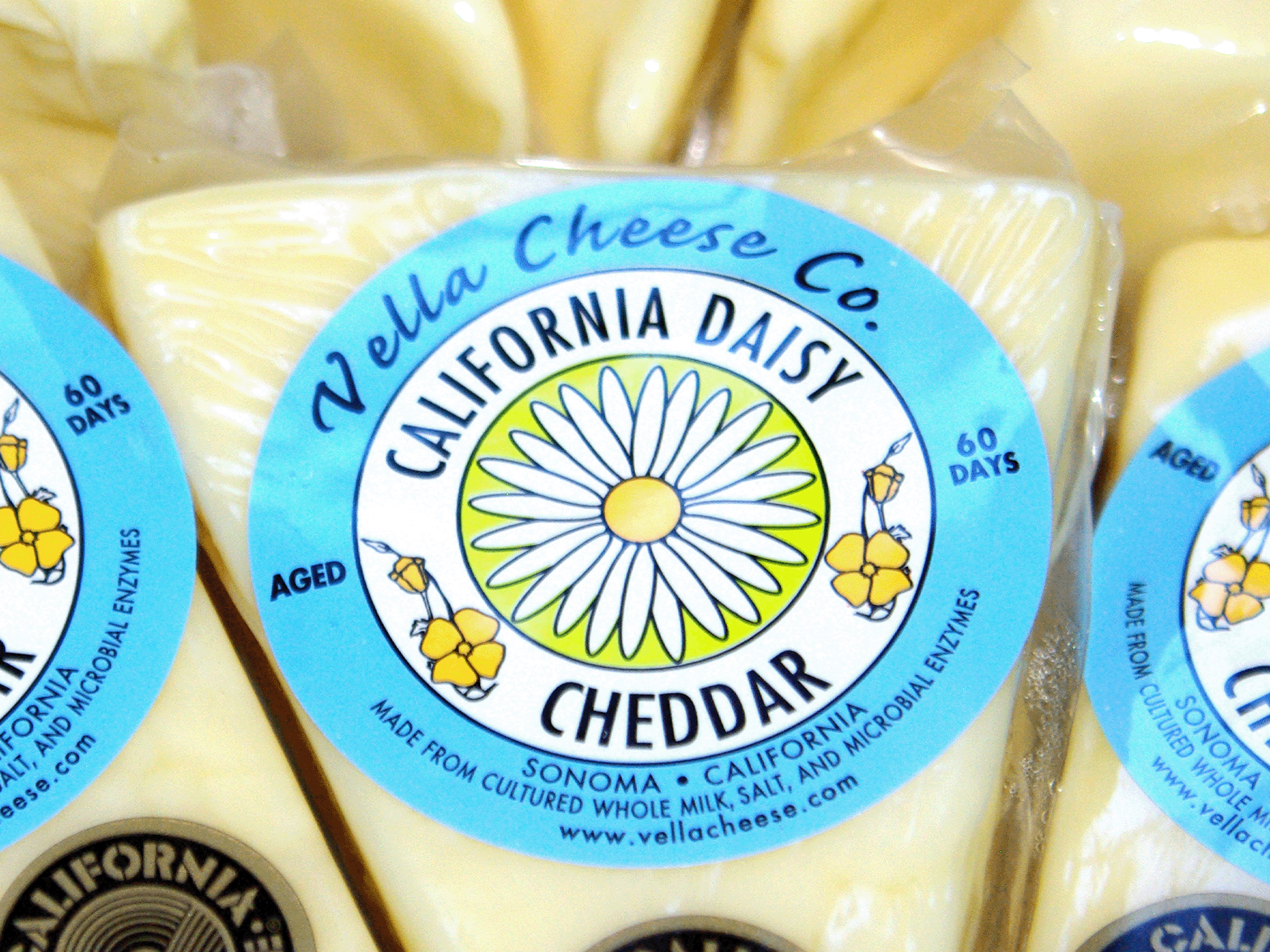 A piece of cheddar from Vella Cheese Company in Sonoma