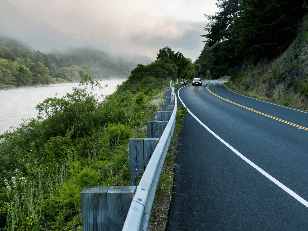 car driving down california one highway in sonoma county