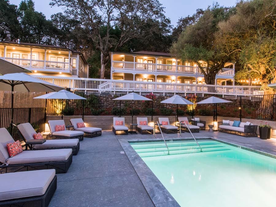 Glamorous pool at Olea Hotel in Sonoma Valley