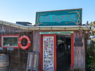 outside entrance at cafe aquatica in jenner sonoma county