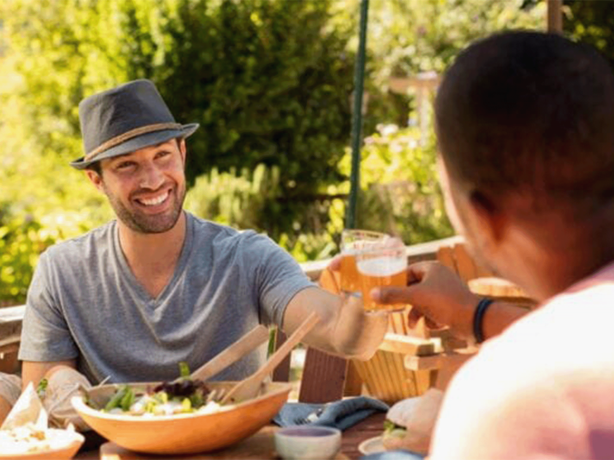 two guys having a meal at the inn on the russian river in sonoma county