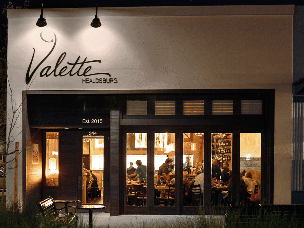 exterior of valette restaurant in healdsburg sonoma county
