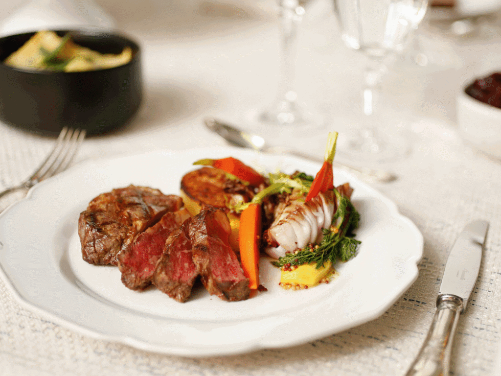 steak dinner at maison porcella restaurant in windsor sonoma county