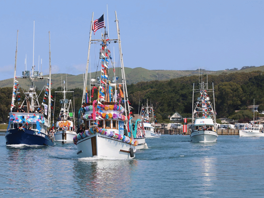 boats decorated at the bodega bay fishermans festival in sonoma county