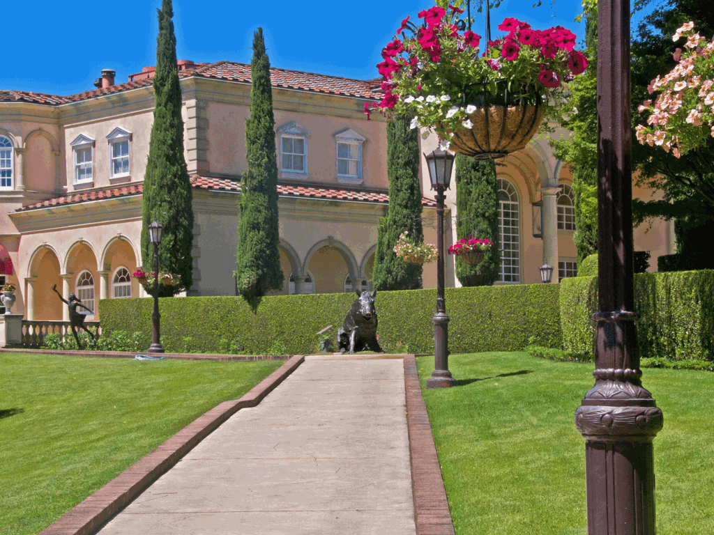 outside of the tasting room at ferrari-carano vineyards and winery in sonoma county