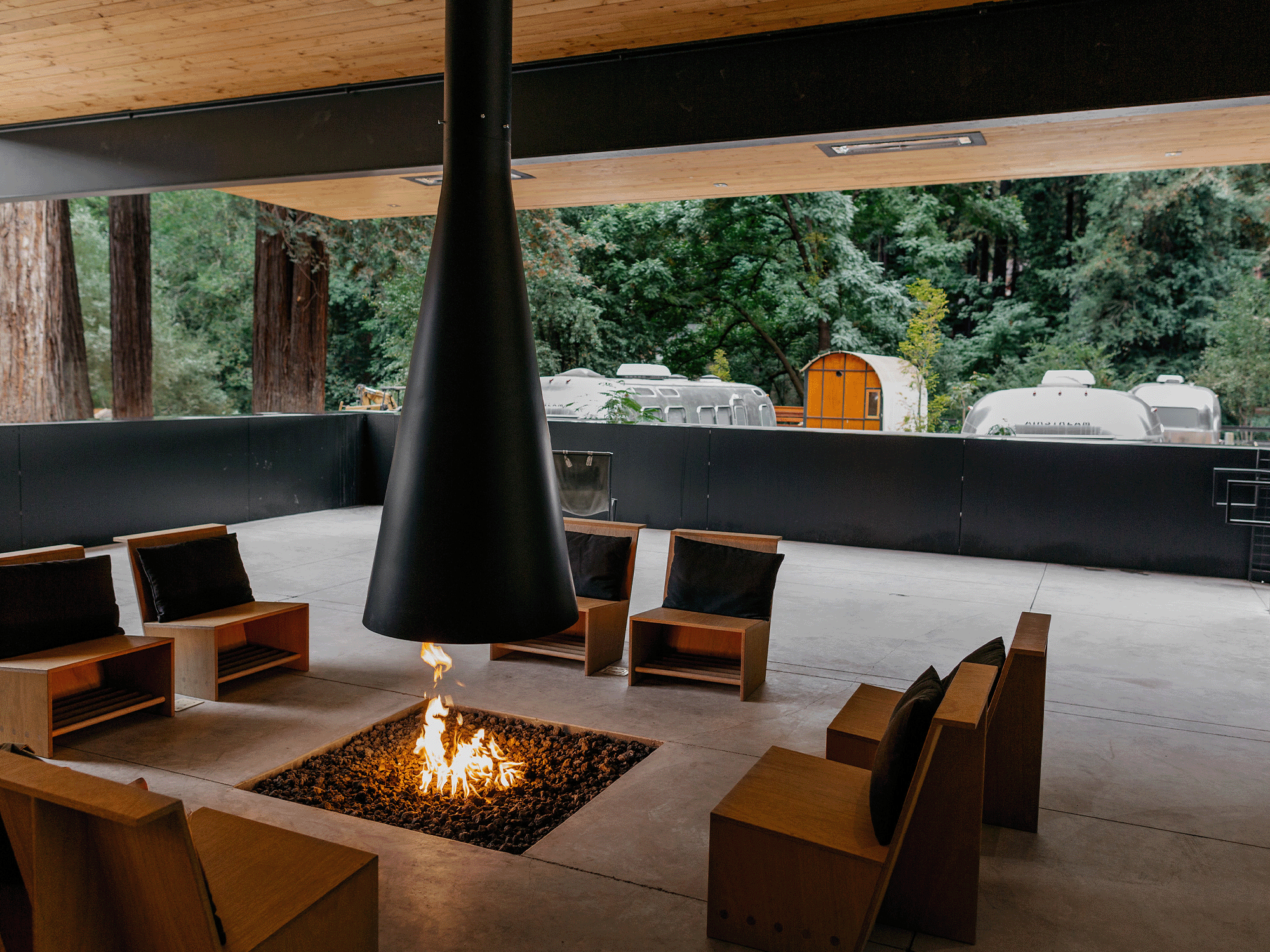 fire pit amenity at autocamp sonoma in guerneville sonoma county