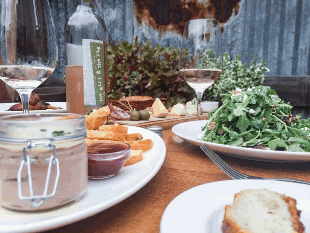 food and wine at the girl and the fig restaurant in sonoma county