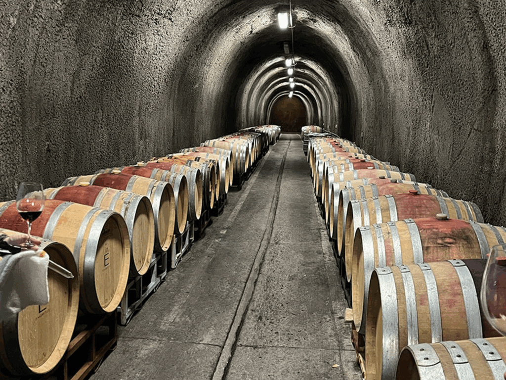 fritz winery unground barrel room in sonoma county