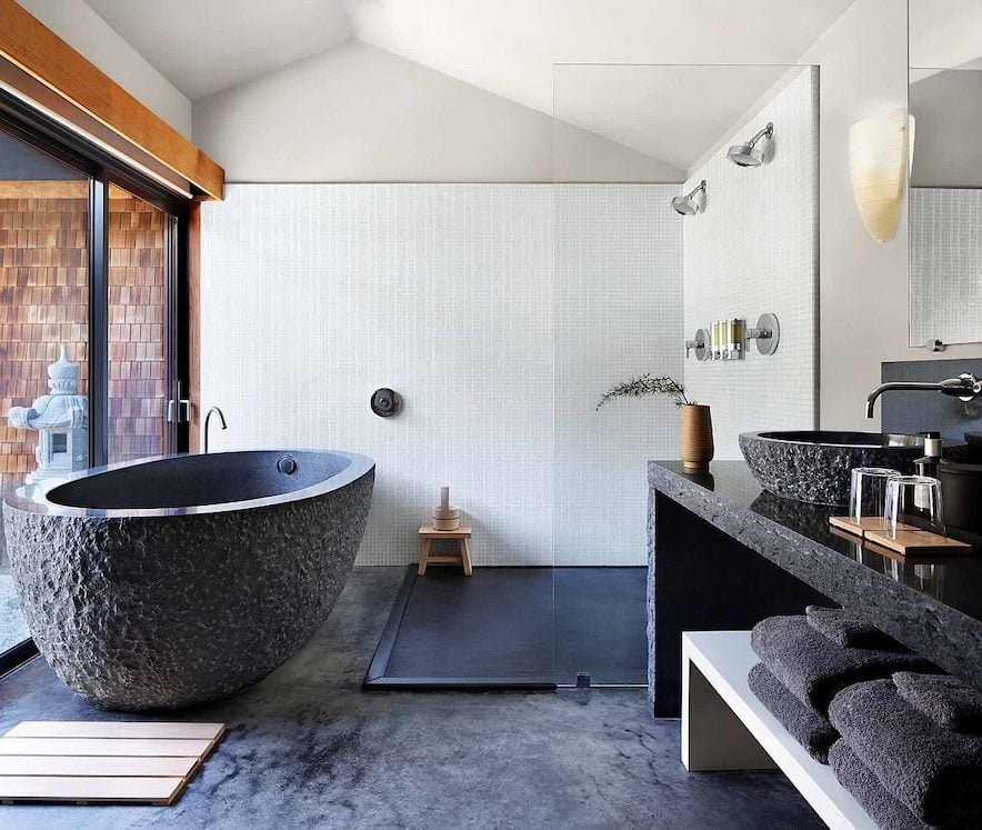 Ryokan Zen Suite bathroom at Gaige House in Glen Ellen 