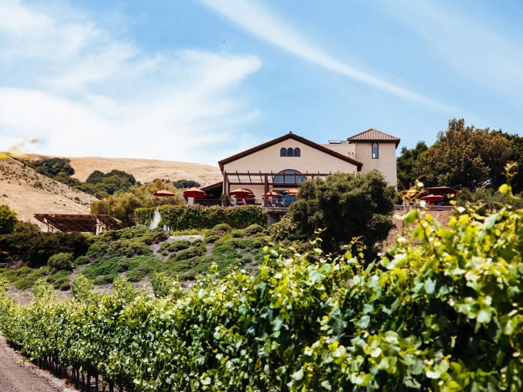 outside patio at gloria ferrer tasting room in sonoma