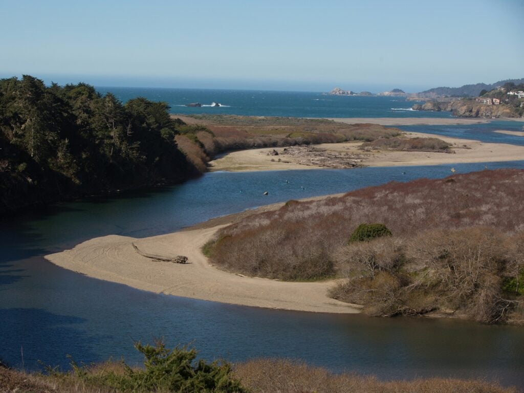The Gualala River flows into the ocean