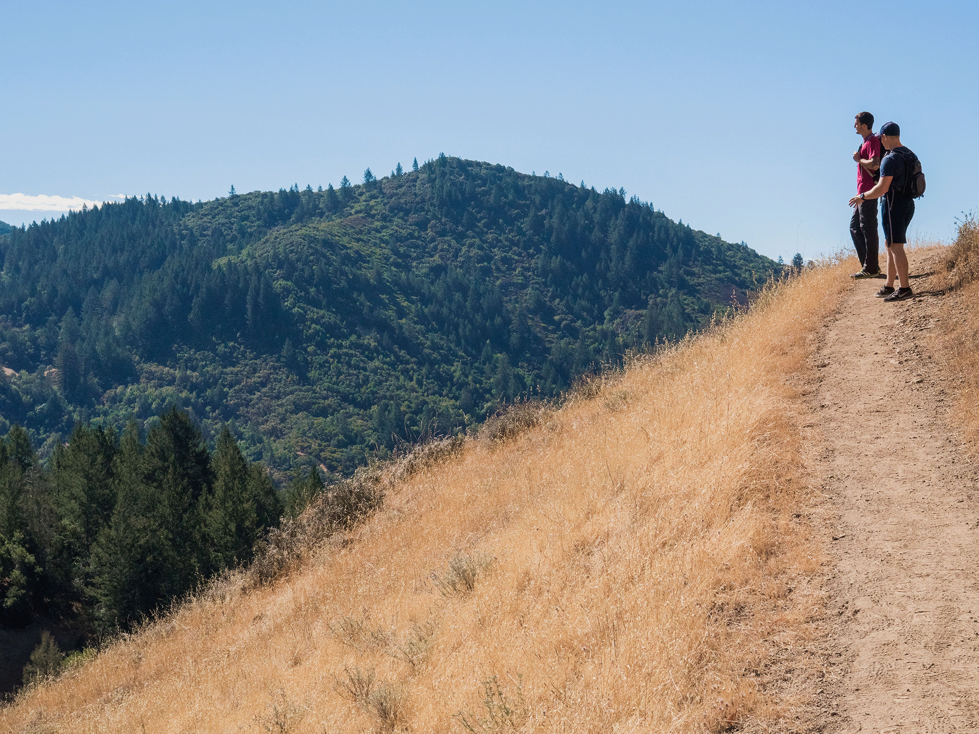 People climb along a trail at Hood Mountain Regional Park and Open Space Preserve, Sonoma County