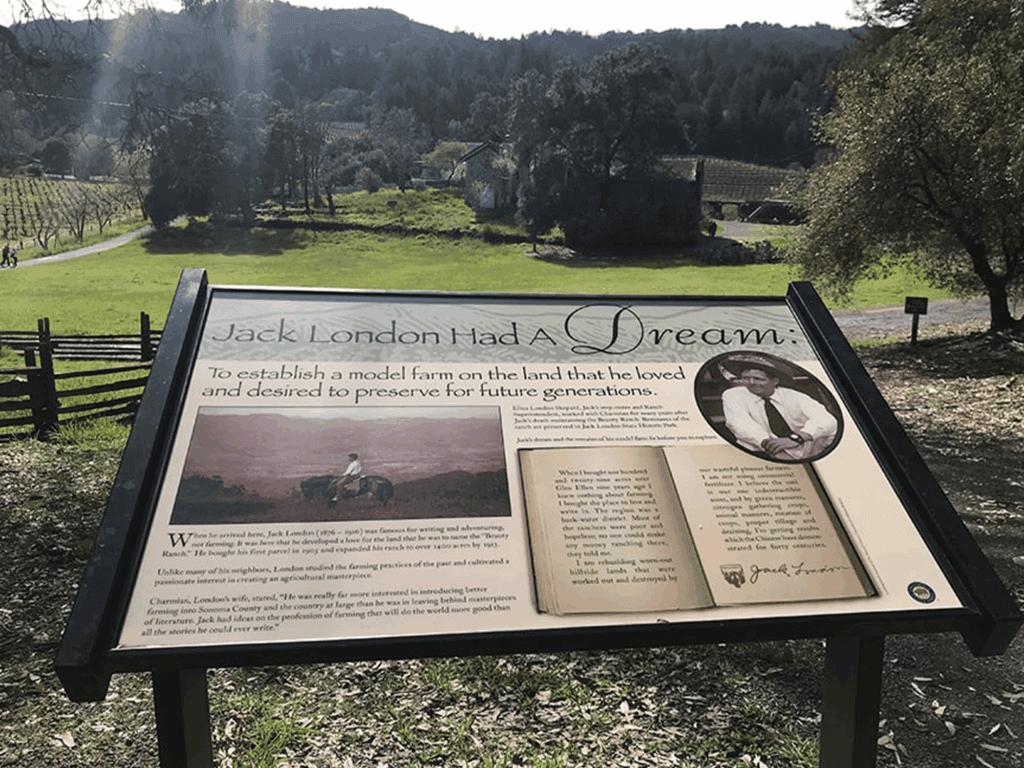 historical signage at jack london state park in glen ellen