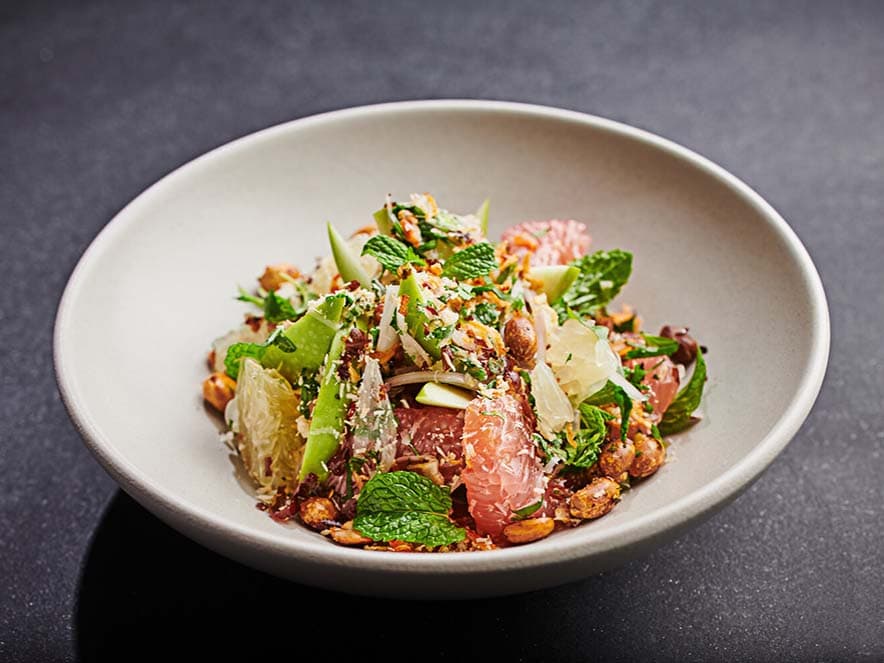 salad with peanuts, grapefruit, and mint