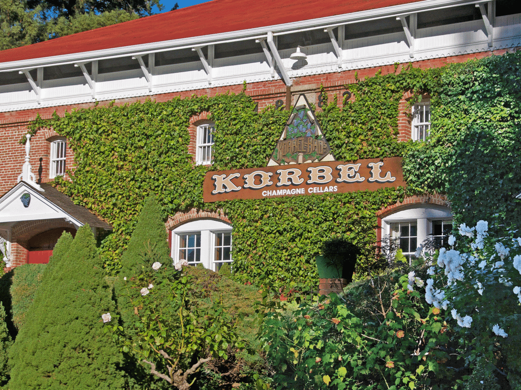 outside view of the build at korbel champagne cellars in gerneville sonoma county