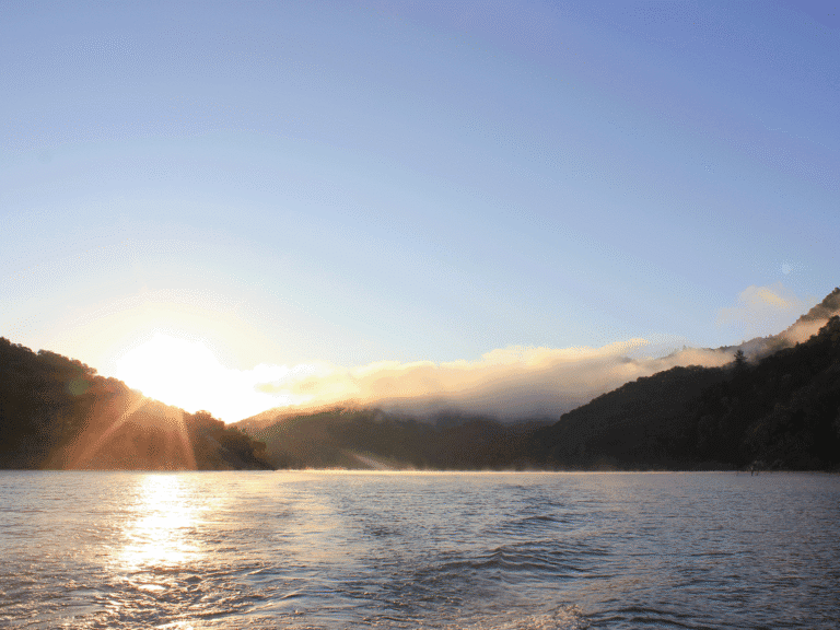 beautiful sunset on the water at lake sonoma in geyserville sonoma county