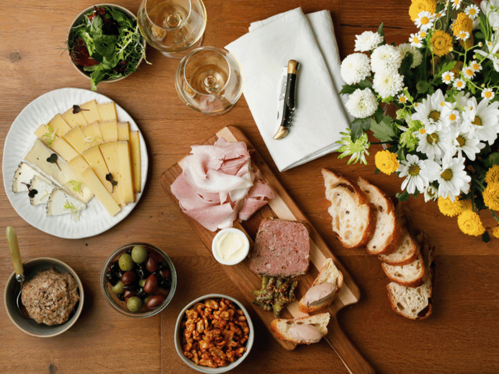 Charcuterie board at maison porcella charcuterie