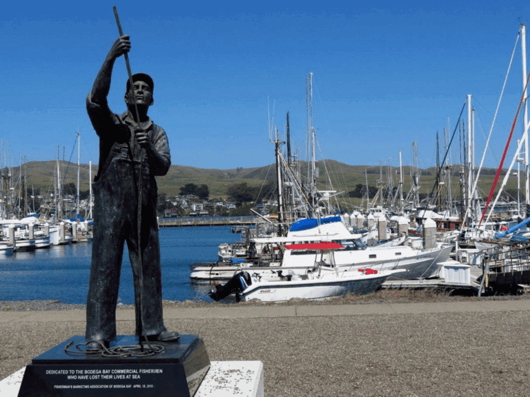 memorial statue at spud point marina in bodega bay sonoma county