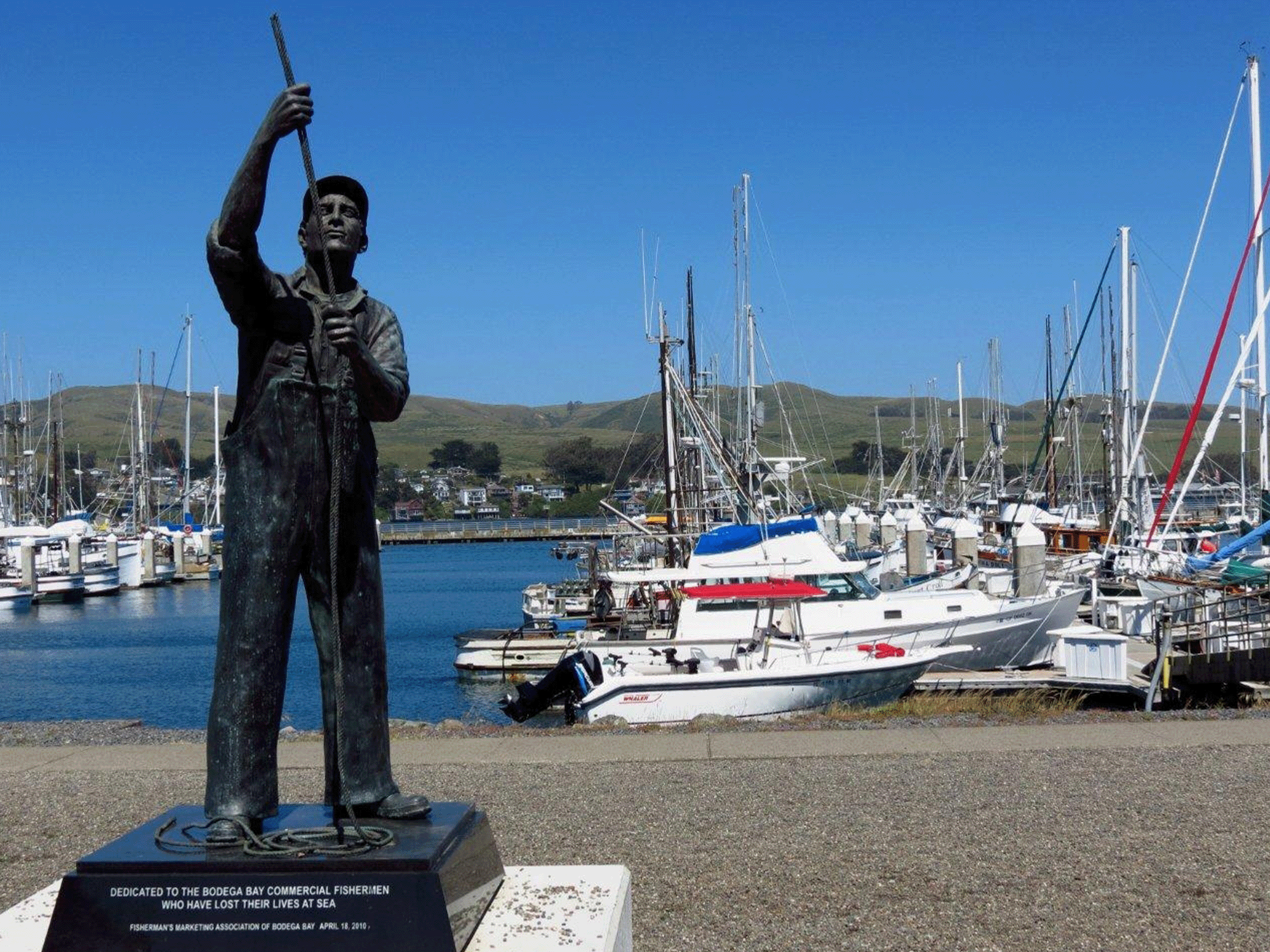 memorial statue at spud point marina in bodega bay sonoma county
