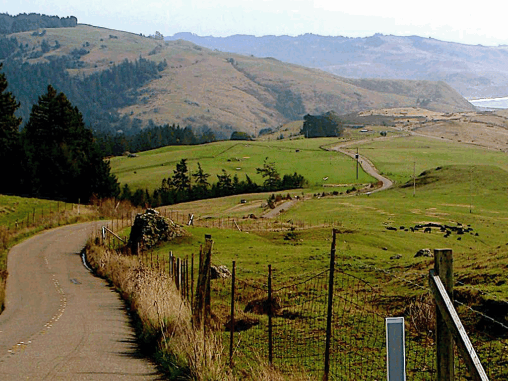 view of road on the sonoma county coast line with agriculture
