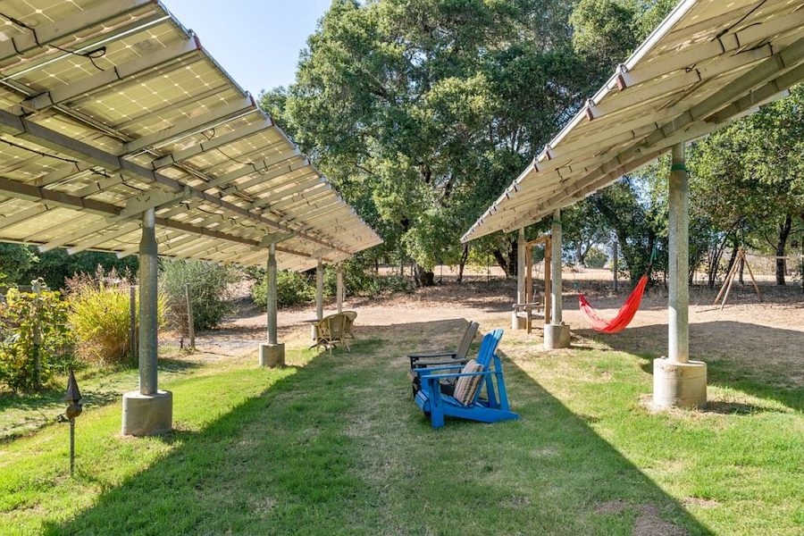 Solar arrays power the electricity at Mine + Farm
