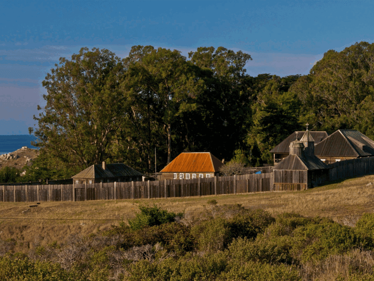 historic buildings at fort ross state park in sonoma county