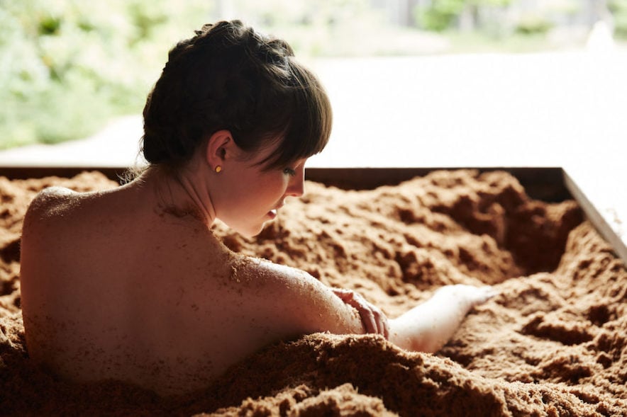 Cedar enzyme bath at Osmosis Day Spa and Sanctuary