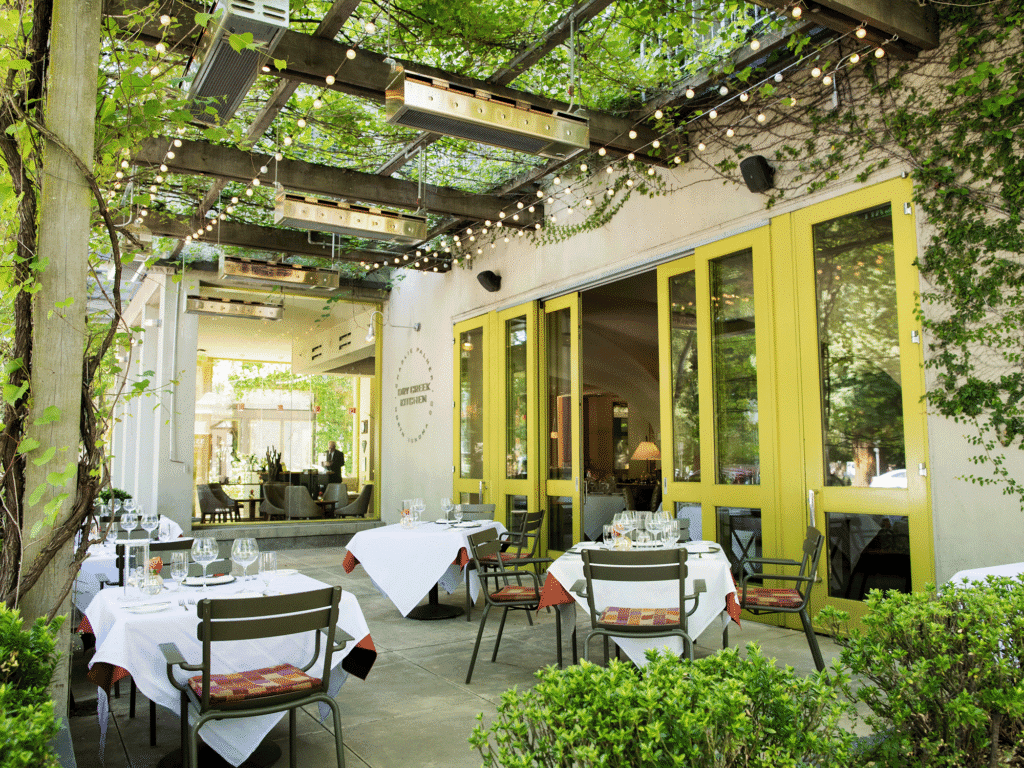 outside patio dining at dry creek kitchen in healdsburg sonoma county