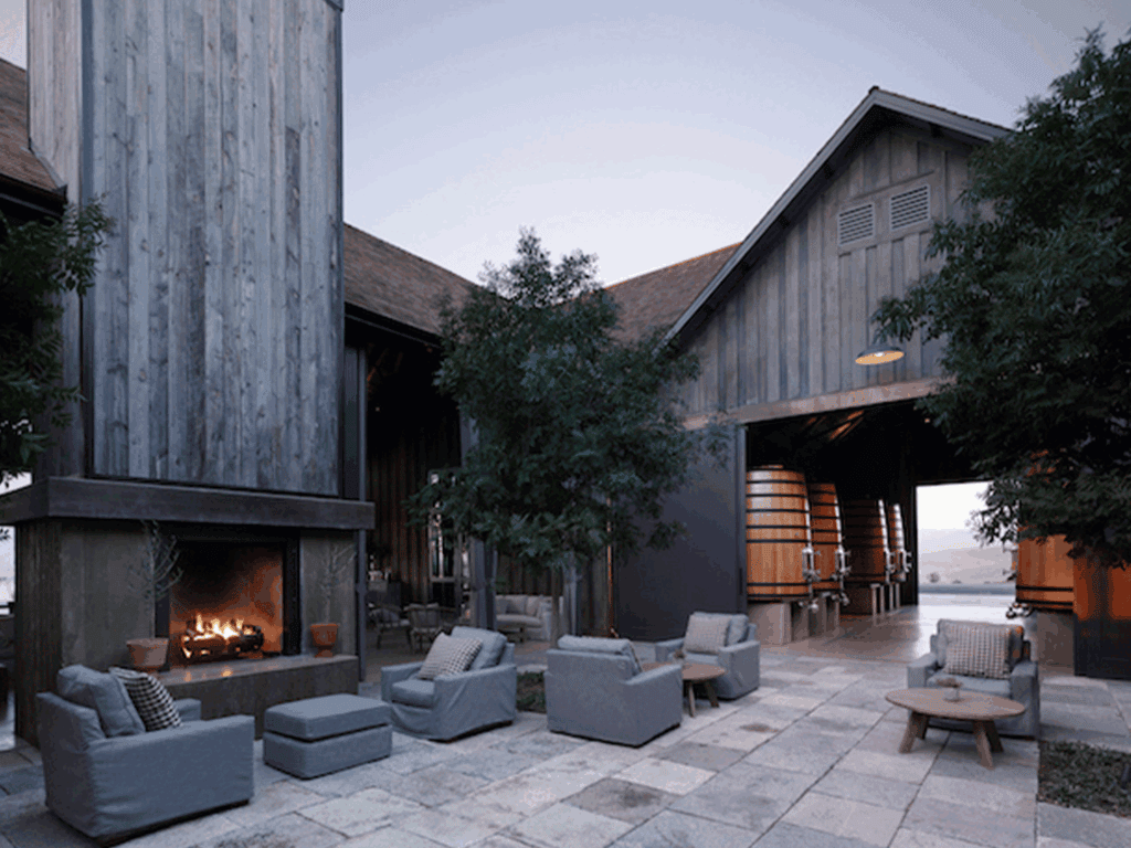 outside patio at rams gate winery in sonoma
