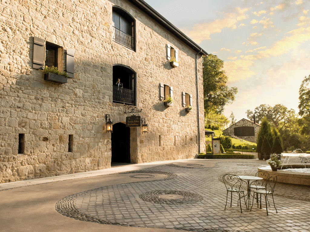 outside patio seating at buena vista winery in sonoma
