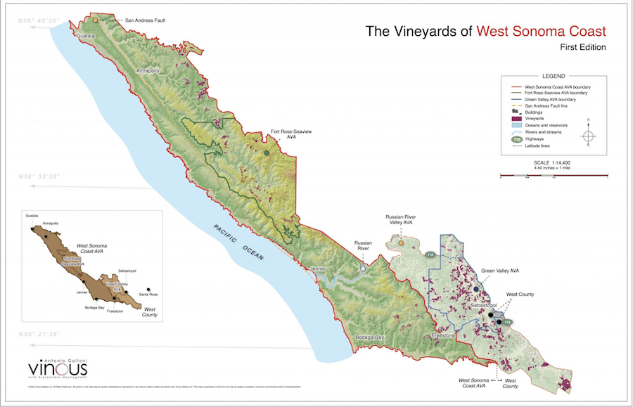 Map of the new West Sonoma Coast AVA 