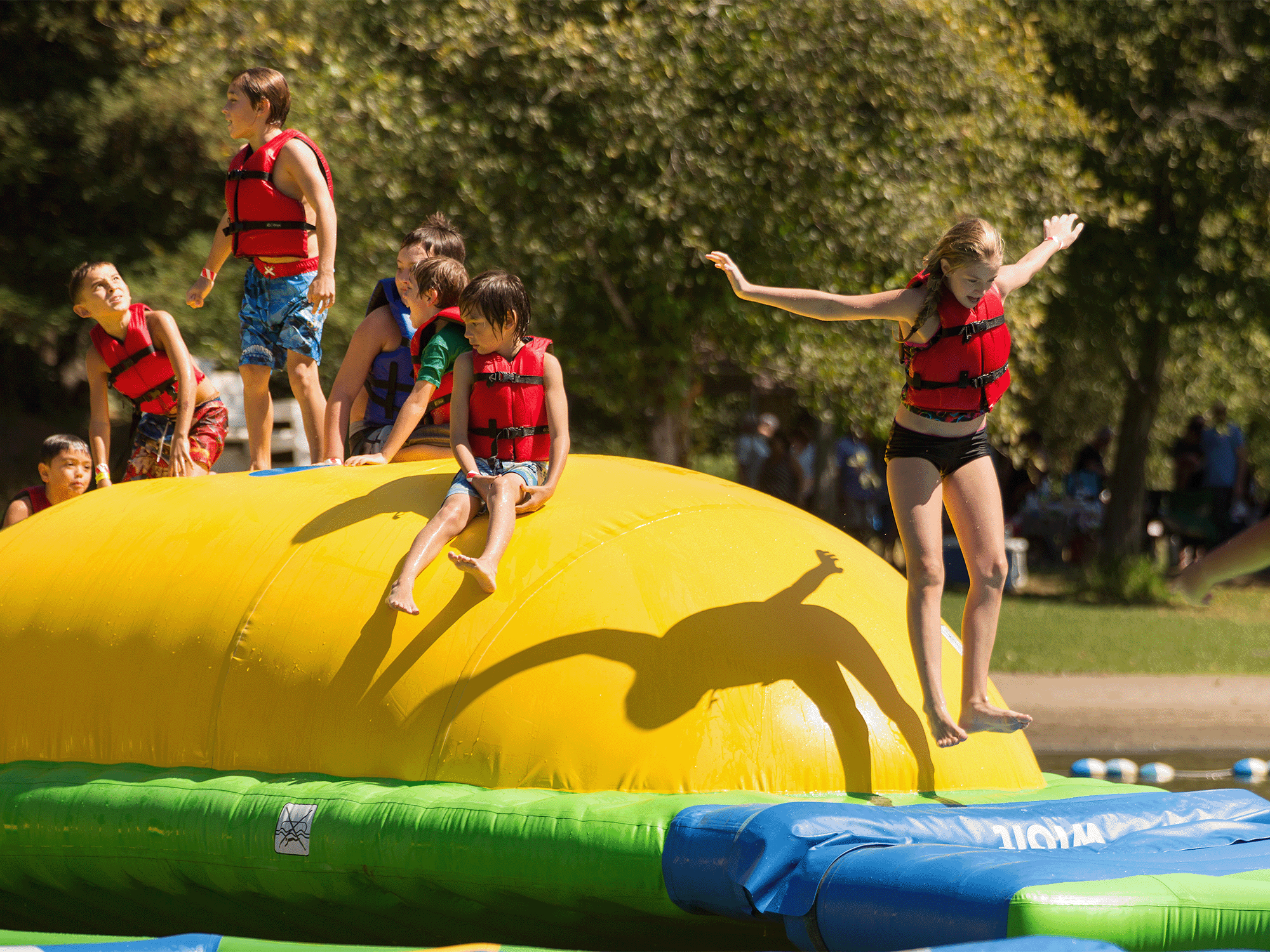 kids swimming at the water park at spring lake regional park in sonoma county