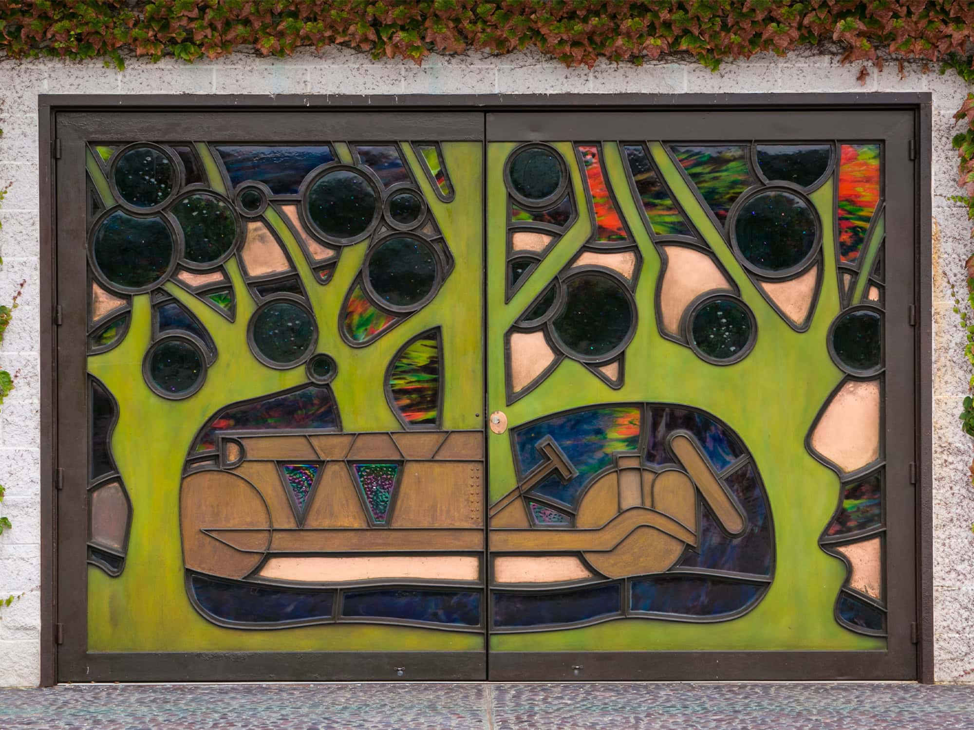 stained glass door at Keller Estate Winery