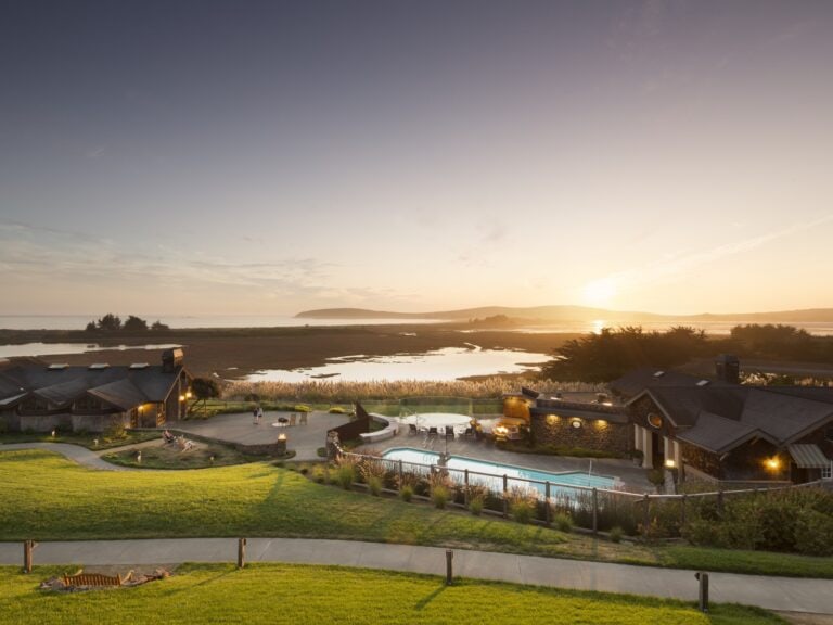 sunset along the coast line at the lodge at bodega bay