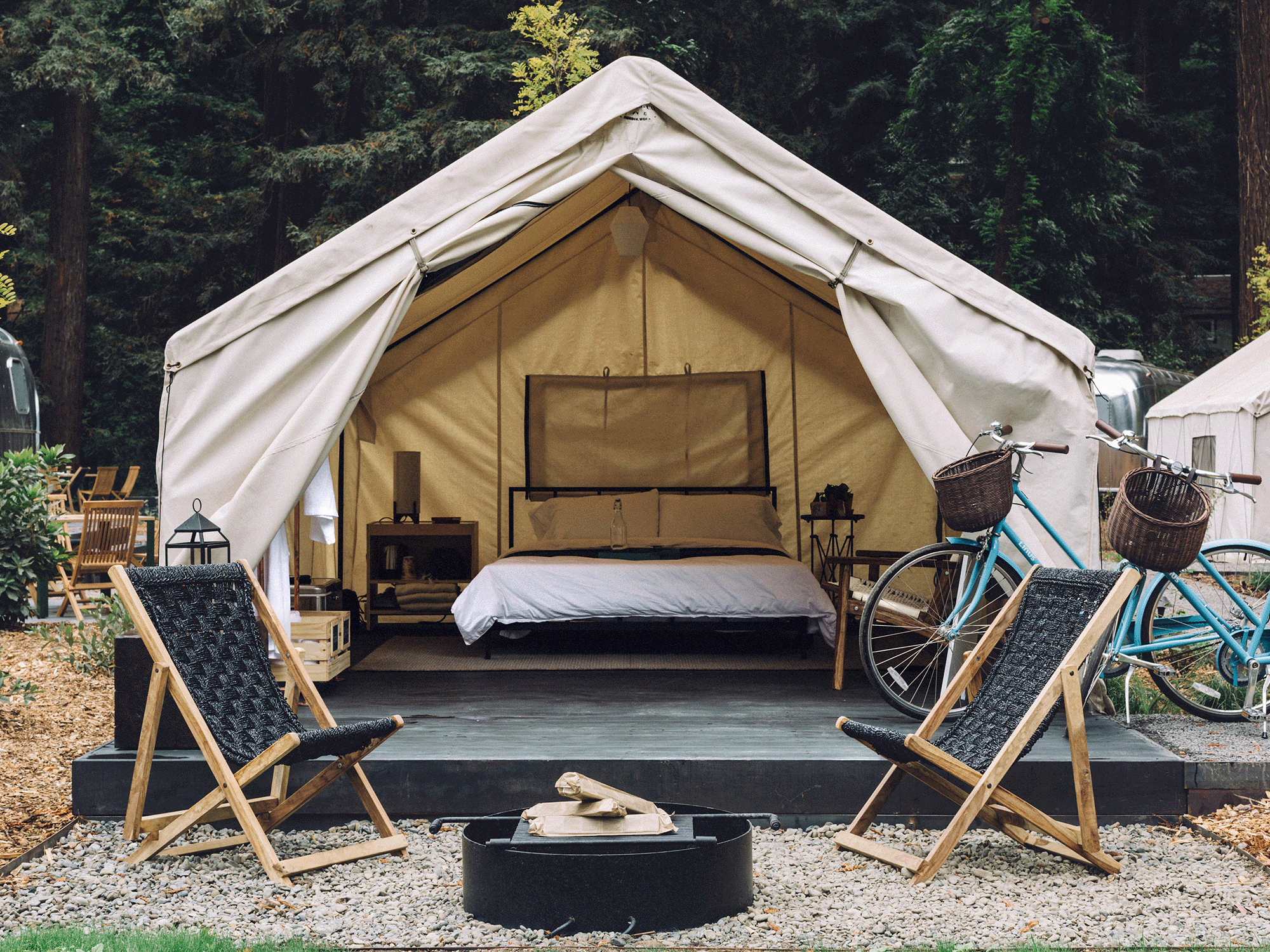 glamping tent at autocamp sonoma in guerneville sonoma county